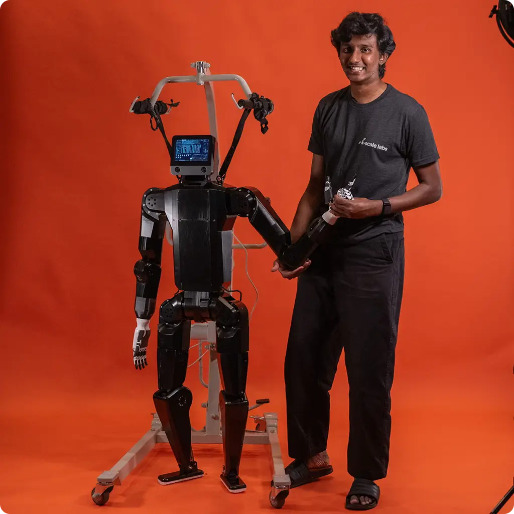 Me beside the first CNC aluminum prototype of the K-Bot